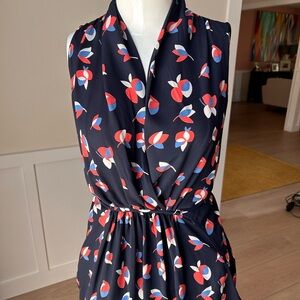 Collective Concepts Navy and Red Floral Dress